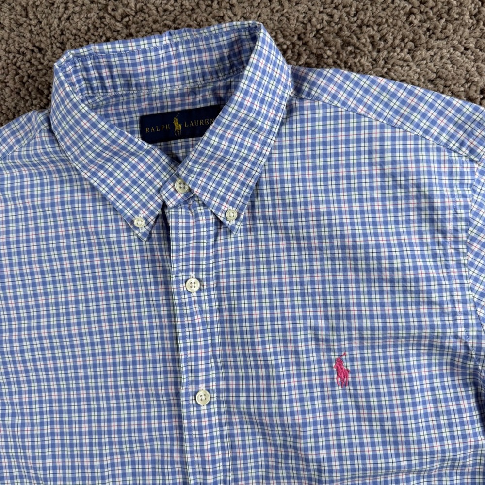 Ralph Lauren Casual Button Down Shirt‎ Pink Pony Logo Large preppy 
Mens office